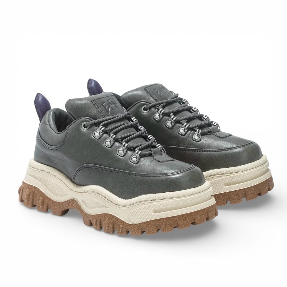EYTYS Angel Green Leather Chunky Lug Soled Trail Shoes Platform Sneakers 7